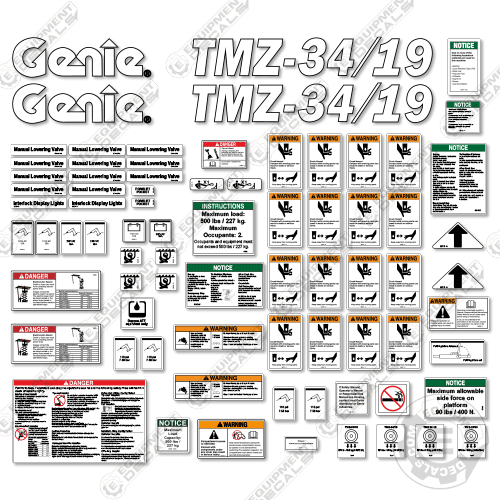 Fits Genie TMZ-34/19 Decal Kit Boom Lift – Equipment Decals