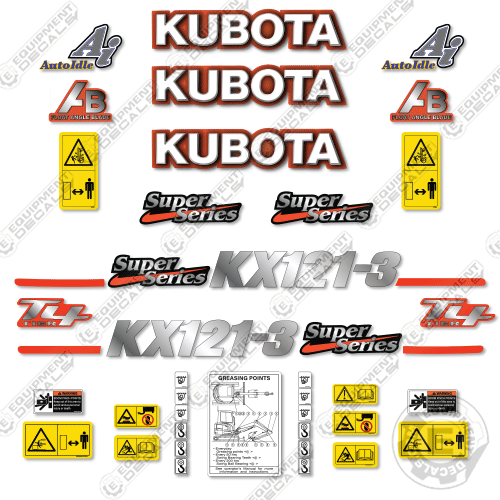Fits Kubota KX121-3ST Decal Kit Mini Excavator – Equipment Decals