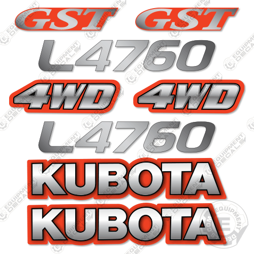 Fits Kubota L4760 GST Decal Kit Tractor Equipment Decals