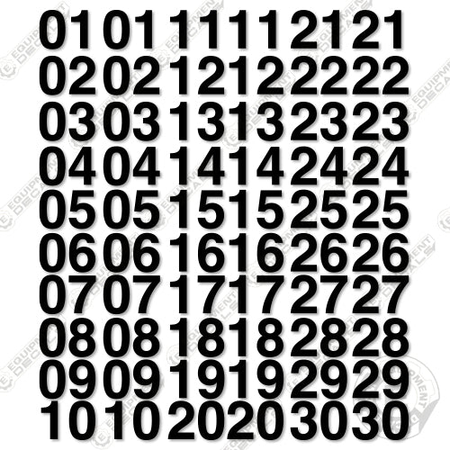 Black Cut Numbers 130 6" Tall Equipment Decals