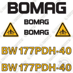 Fits Bomag BW177PDH-40 Vibratory Roller Decal Kit