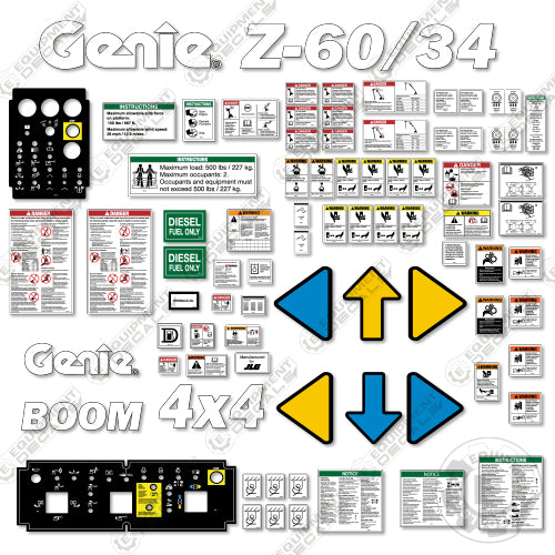 Fits Genie Z-60/34 Decal Kit Telescopic Boom Lift – Equipment Decals