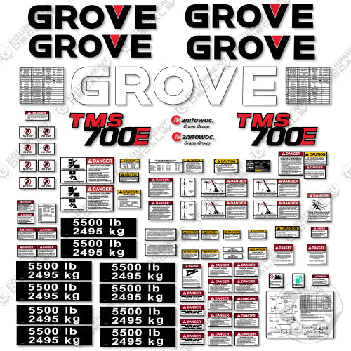 Fits Grove TMS700E Decal Kit Crane Equipment Decals