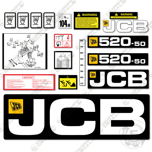 Fits JCB 520 50 Decal Kit Telehandler Style 2 Equipment Decals fits-jcb-520-50-decal-kit-telehandler-style-2-equipment-decals