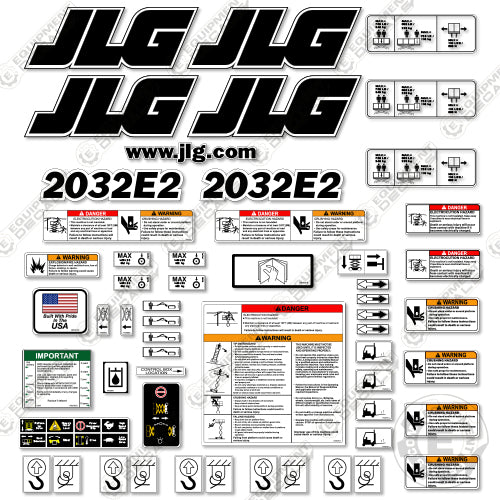 Fits JLG 2032E2 Decal Kit Scissor Lift – Equipment Decals