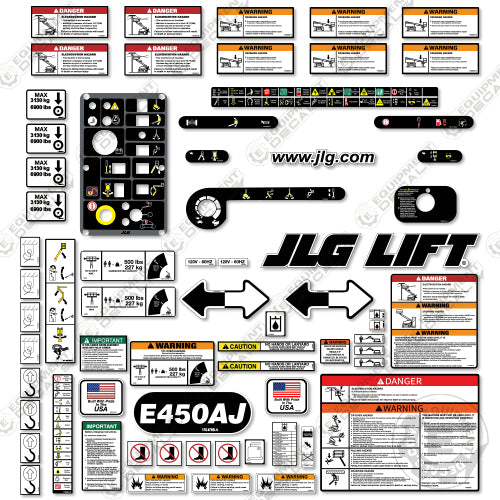 Fits JLG E450AJ Decal Kit Electric Boom Lift Equipment Decals