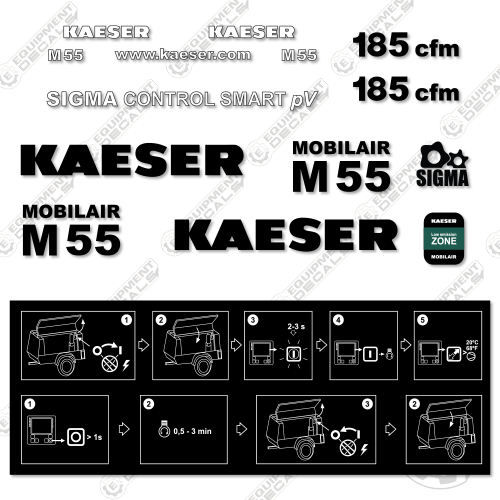 AIRBLASTER　エアーズラスター　ステッカー Fits Kaeser M55 Decal Kit Compressor – Equipment Decals