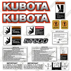 Fits Kubota BT600 Decal Kit Backhoe Attachment