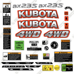 Fits Kubota BX23S Decal Kit Tractor