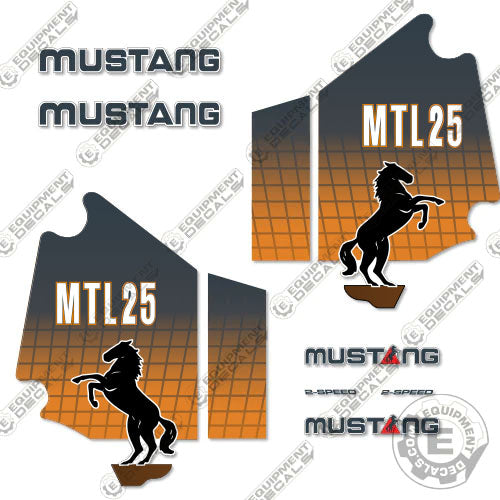 Mustang Mower Mowett Sales Co Complete 9-Piece Decal Set For 5-hp Rider - 1970s Era