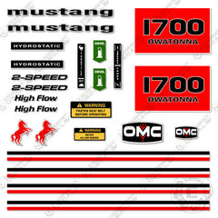Fits OMC Mustang 1700 Decal Kit Skid Steer