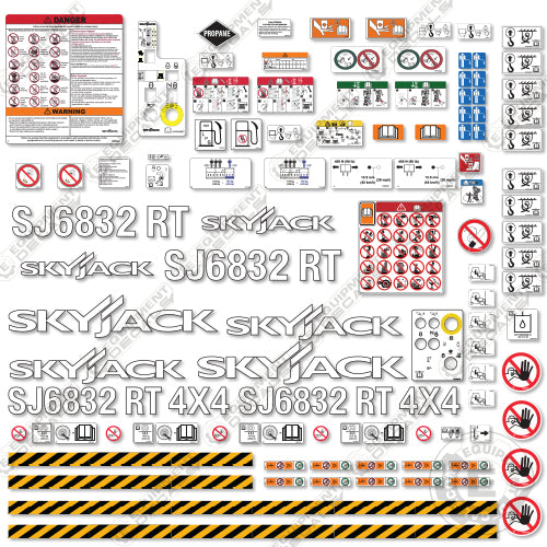 Fits SkyJack SJ6832RT Decal Kit Scissor Lift – Equipment Decals