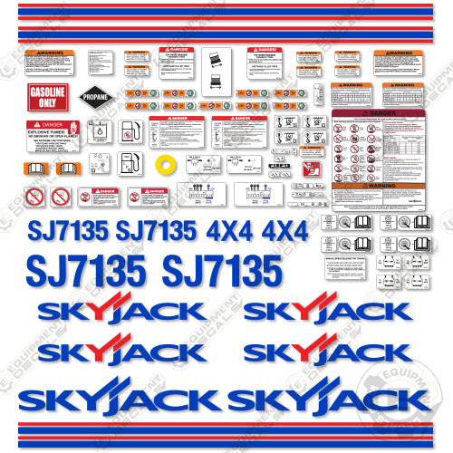 Fits SkyJack SJ7135 Decal Kit Scissor Lift Equipment Decals