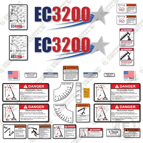 Fits Stellar EC3200 Decal Kit Crane Truck Equipment Decals