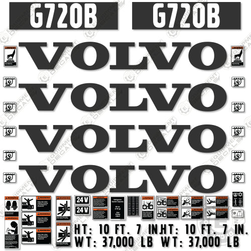 ステッカー　Levi's、BOBSON、McGREGOR、RIVAX Fits Volvo G720B Decal Kit Motor Grader - Scraper – Equipment Decals