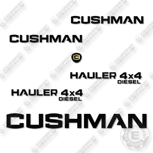 Cushman 4x4 Diesel 2017 Decal Kit Hauler - Custom Black - Aftermarket Kit