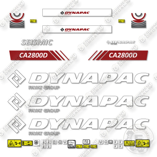 Dynapac CA2800D Decal Kit Compactor - Aftermarket Kit