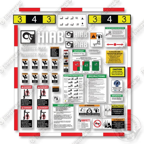 Hiab Moffett M45P Decal Kit Forklift - Aftermarket Kit