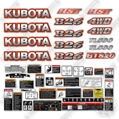 Fits Kubota B26 Decal Kit Tractor