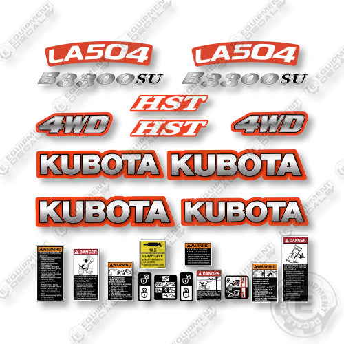 Kubota B3300SU + LA504 Decal Kit Tractor -  Aftermarket Kit