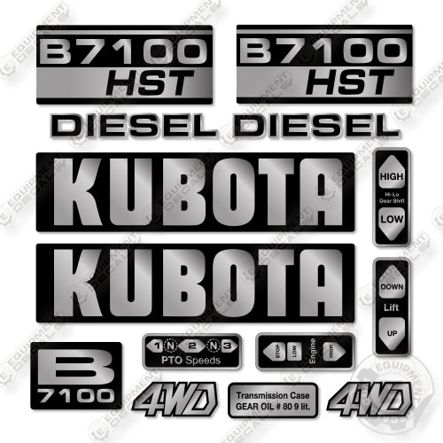 Kubota B7100 HST Decal Kit Tractor- Aftermarket Kit