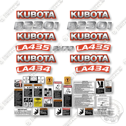 Kubota B2301 Full Decal Kit Compact Utility Tractor -Old Style-Aftermarket Kit
