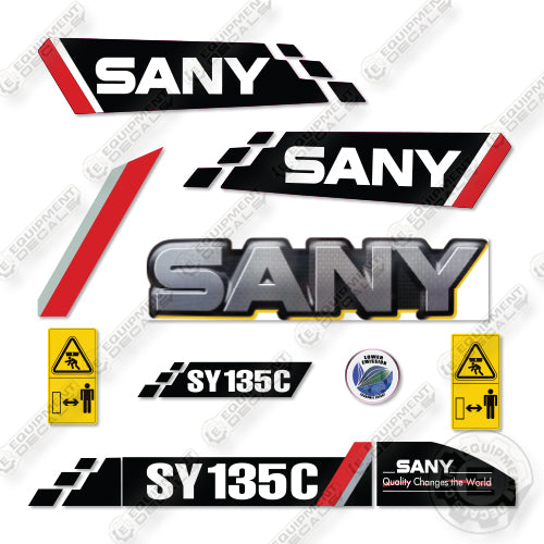 Sany SY135C Decal Kit Excavator - New Style -  Aftermarket Kit