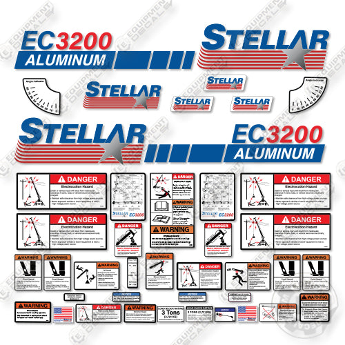 Stellar EC3200 Aluminum New Style Decal Kit Crane Truck -Aftermarket Kit