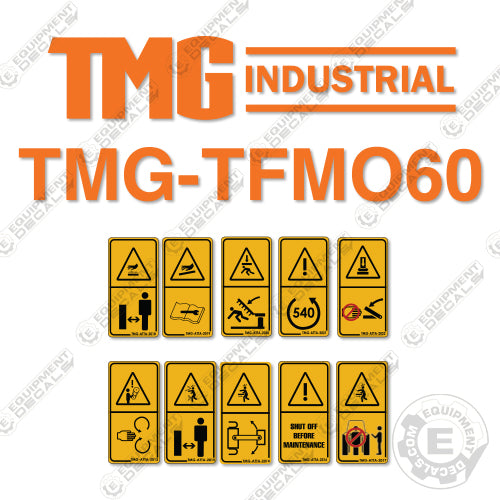 Rand Sticker TMG TFMO60 Decal Kit Mower - Aftermarket Kit – Equipment Decals