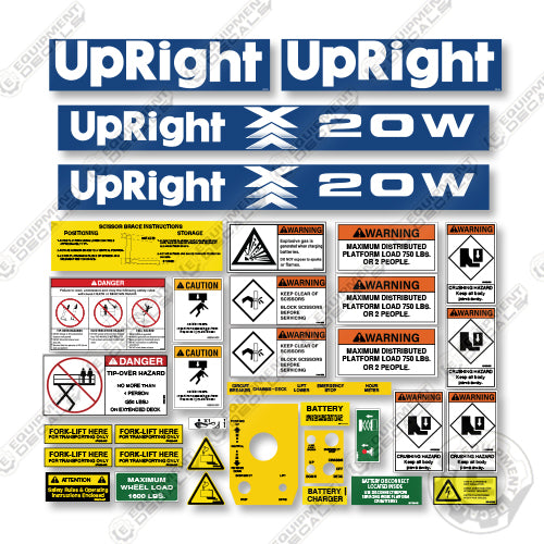 Upright X20W Decal Kit Scissor Lift - Aftermarket Kit