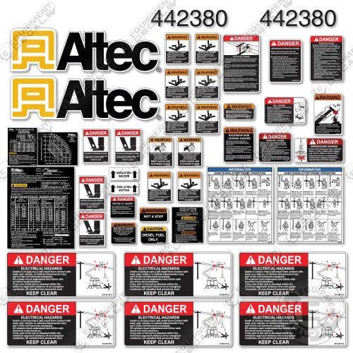 Fits Altec DB37 Decal Kit With Safety Stickers - Bucket Truck