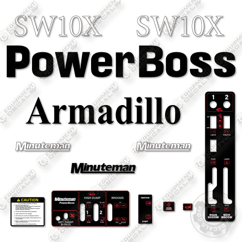 Fits Armadillo Powerboss SW10X Decal Kit Sweeper