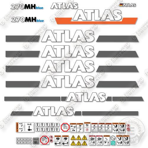 Atlas 270MH Decal Kit Excavator -Custom Blue- Aftermarket Kit