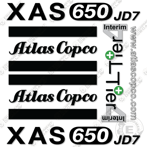 Fits Atlas Copco XAS650 JD7 Decal Kit Air Compressor