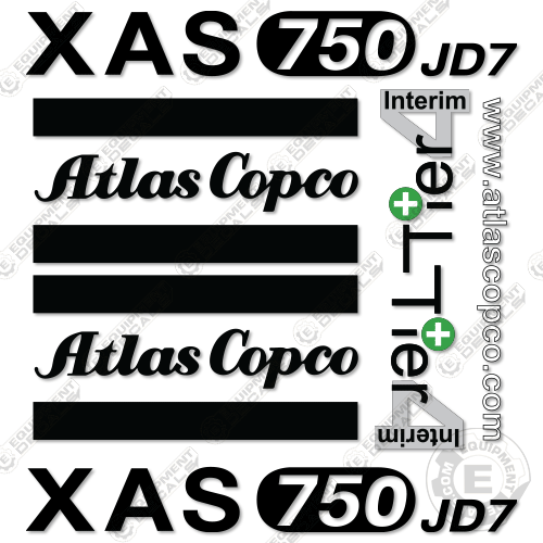 Fits Atlas Copco XAS750 JD7 Decal Kit Air Compressor