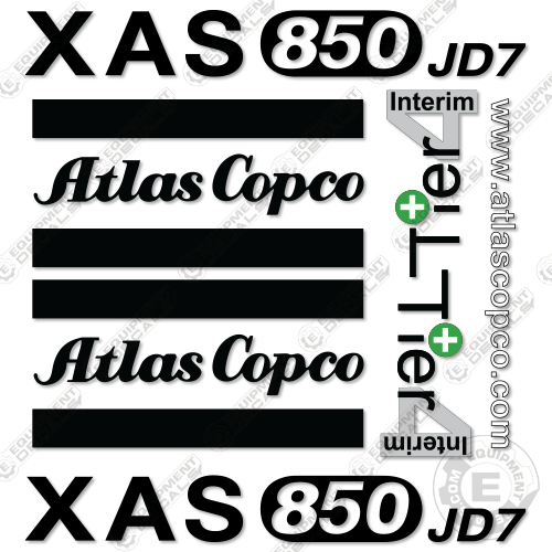 Fits Atlas Copco XAS850 JD7 Decal Kit Air Compressor