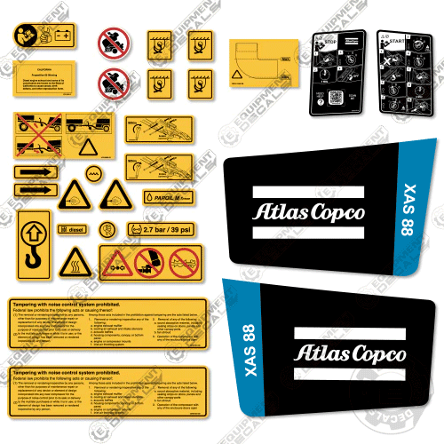 Fits Atlas Copco XAS88 Decal Kit Air Compressor – Equipment Decals