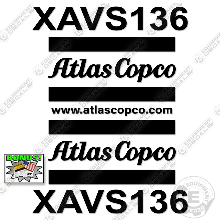 Fits Atlas Copco XAVS 136 Decal Kit Air Compressor