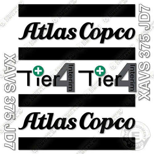 Fits Atlas Copco XAVS 375 JD7 Decal Kit Air Compressor