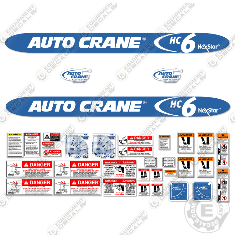 Fits AutoCrane HC6 Decal Kit Hydraulic Crane