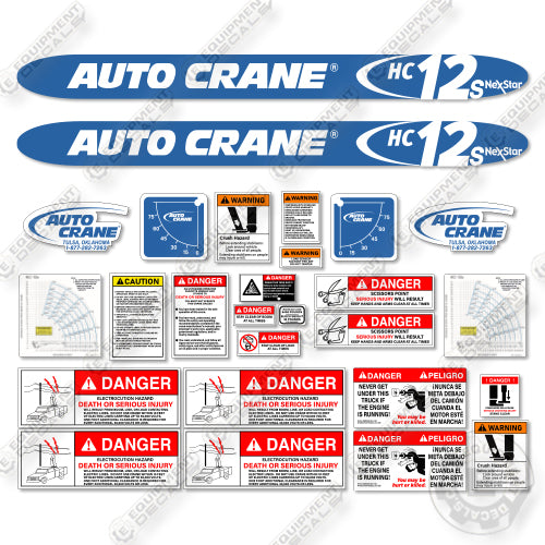Fits AutoCrane HC12S Decal Kit Crane- (Warnings Oversized for Picture)