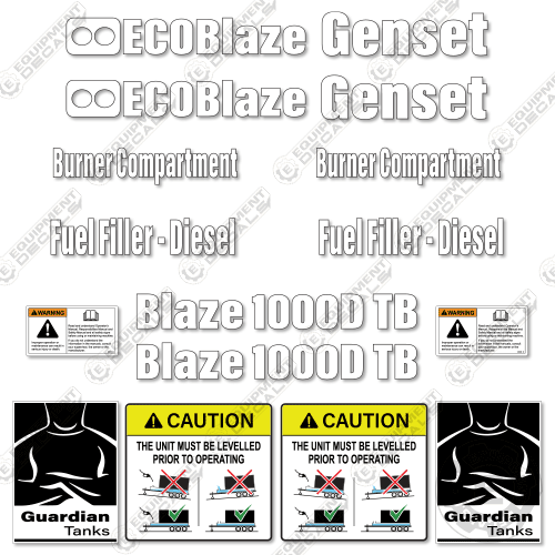 Backup Generator Sticker Fits Blaze 1000D TB Decal Kit Generator Heater – Equipment Decals