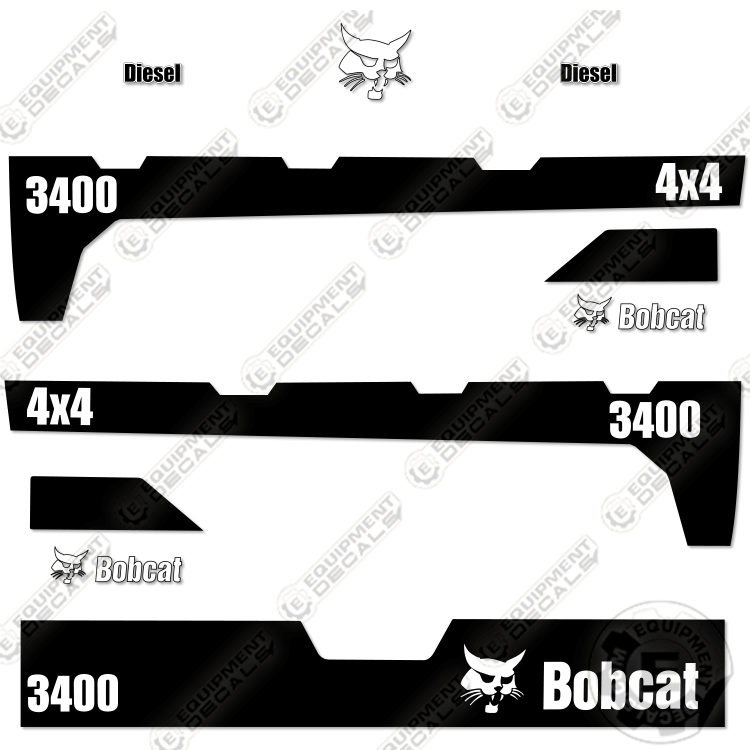 Fits Bobcat 3400 4x4 Decal Kit Utility Vehicle - Black/White
