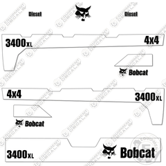 Fits Bobcat 3400XL 4x4 Decal Kit Utility Vehicle - WHITE & BLACK