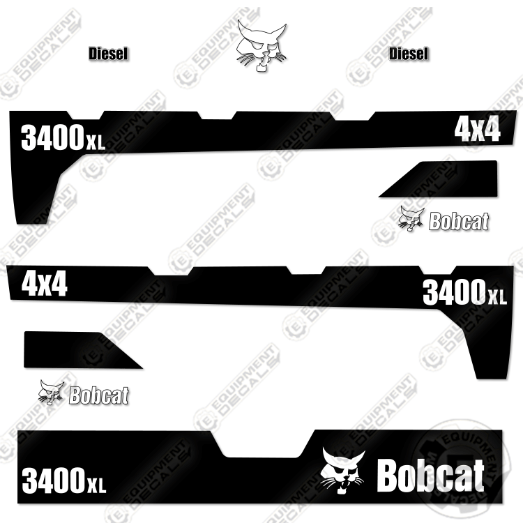 Fits Bobcat 3400XL 4x4 Decal Kit Utility Vehicle - Black/White