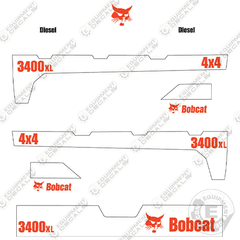 Fits Bobcat 3400XL 4x4 Decal Kit Utility Vehicle - CUSTOM ORANGE/WHITE