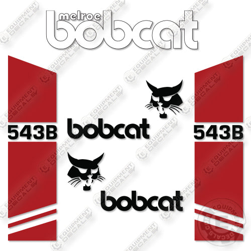 Bobcat 543B Decal Kit Skid Steer Loader -Custom Red- Aftermarket Kit