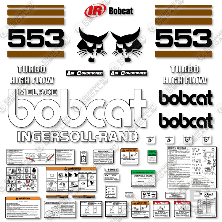 Fits Bobcat 553 Skid Steer Decal Kit - Brown Version