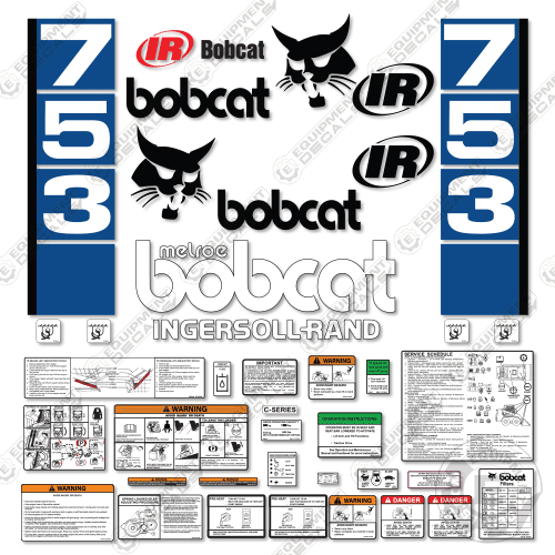 Fits Bobcat 753 Skid Steer Decal Kit - Vertical Stripes