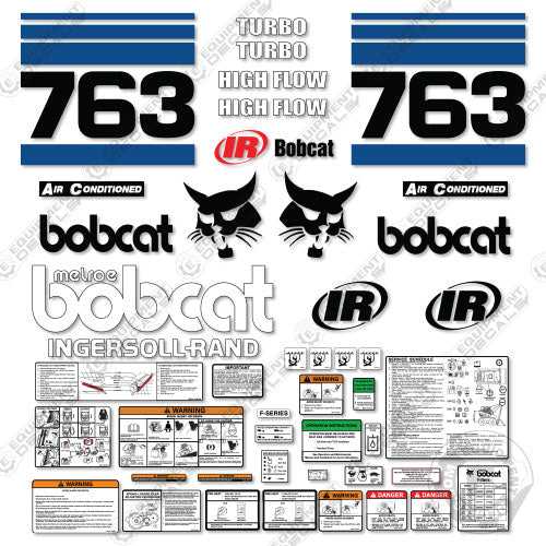 Fits Bobcat 763F Skid Steer Decal Kit - Horizontal Stripes